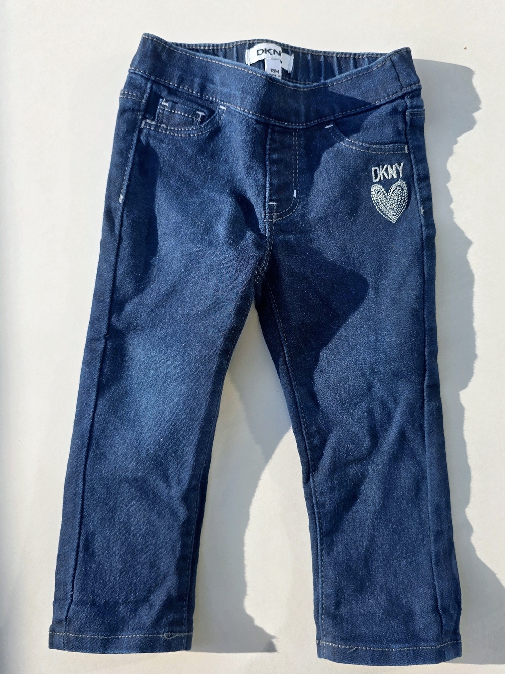 DKNY Navy Blue Baby Jeggings with Logo Waistband